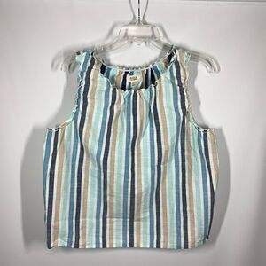 Ana A New Approach Women's Striped Open Back Tank Top Multicolor Size Large